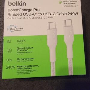 Belkin USB-C Cable with White and Green Accents